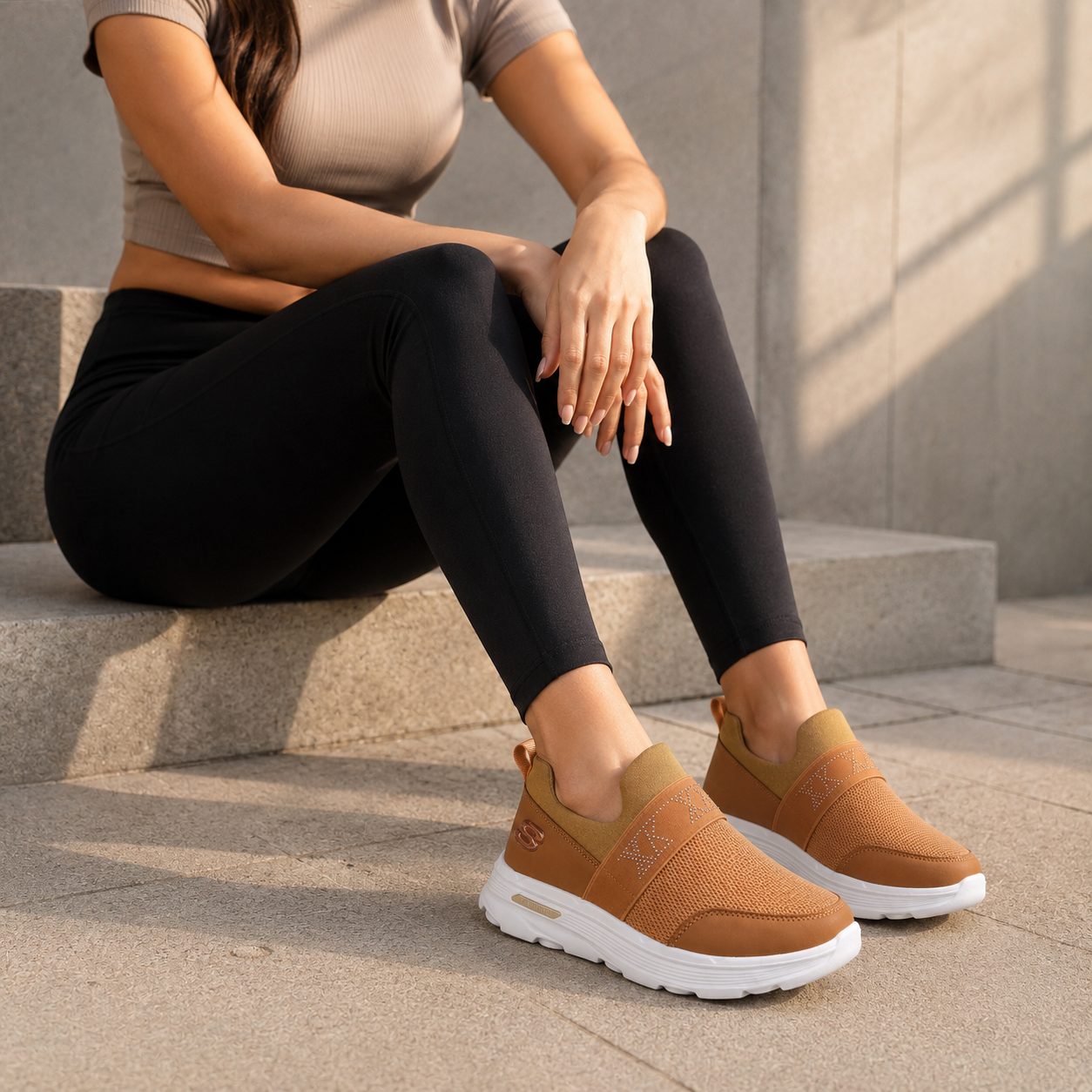 Women’s Comfortable Slip-On Platform Sneakers with Elastic Support Strap