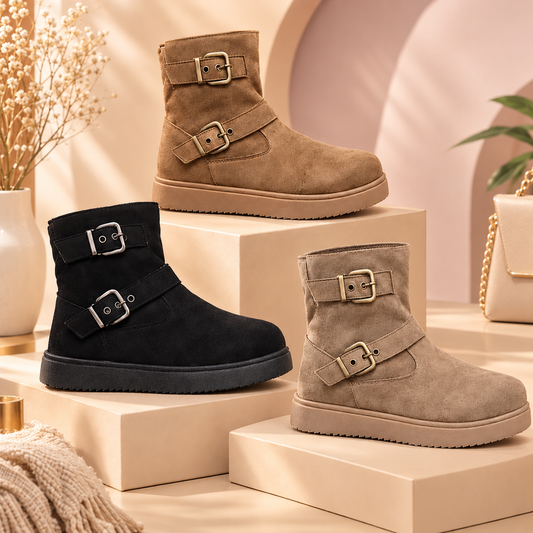 Women’s Buckle Ankle Boots – Stylish Comfort for Everyday Wear