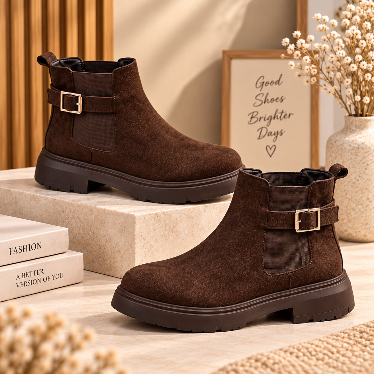 Bottines élégantes pour femme au design moderne avec boucle latérale