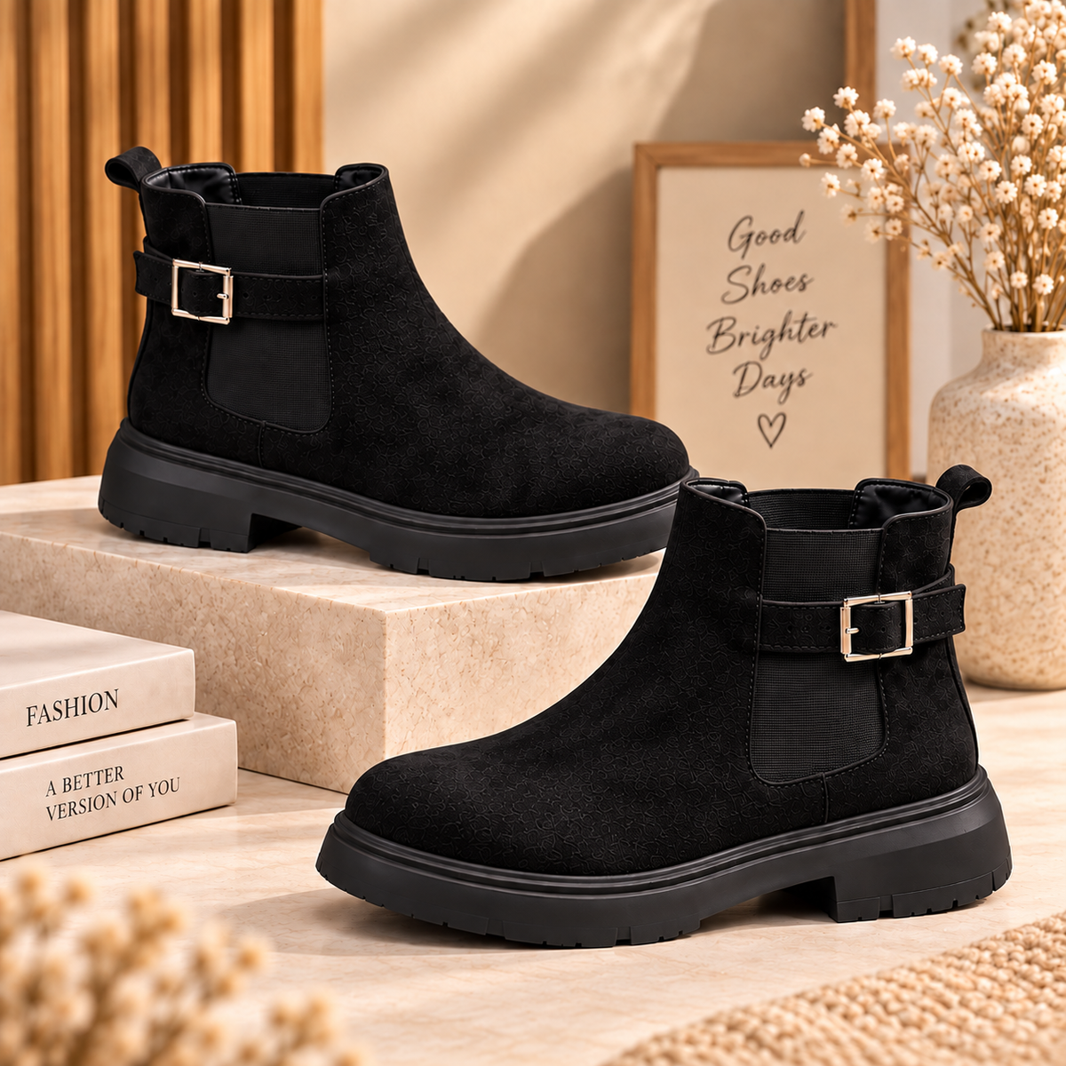 Bottines élégantes pour femme au design moderne avec boucle latérale
