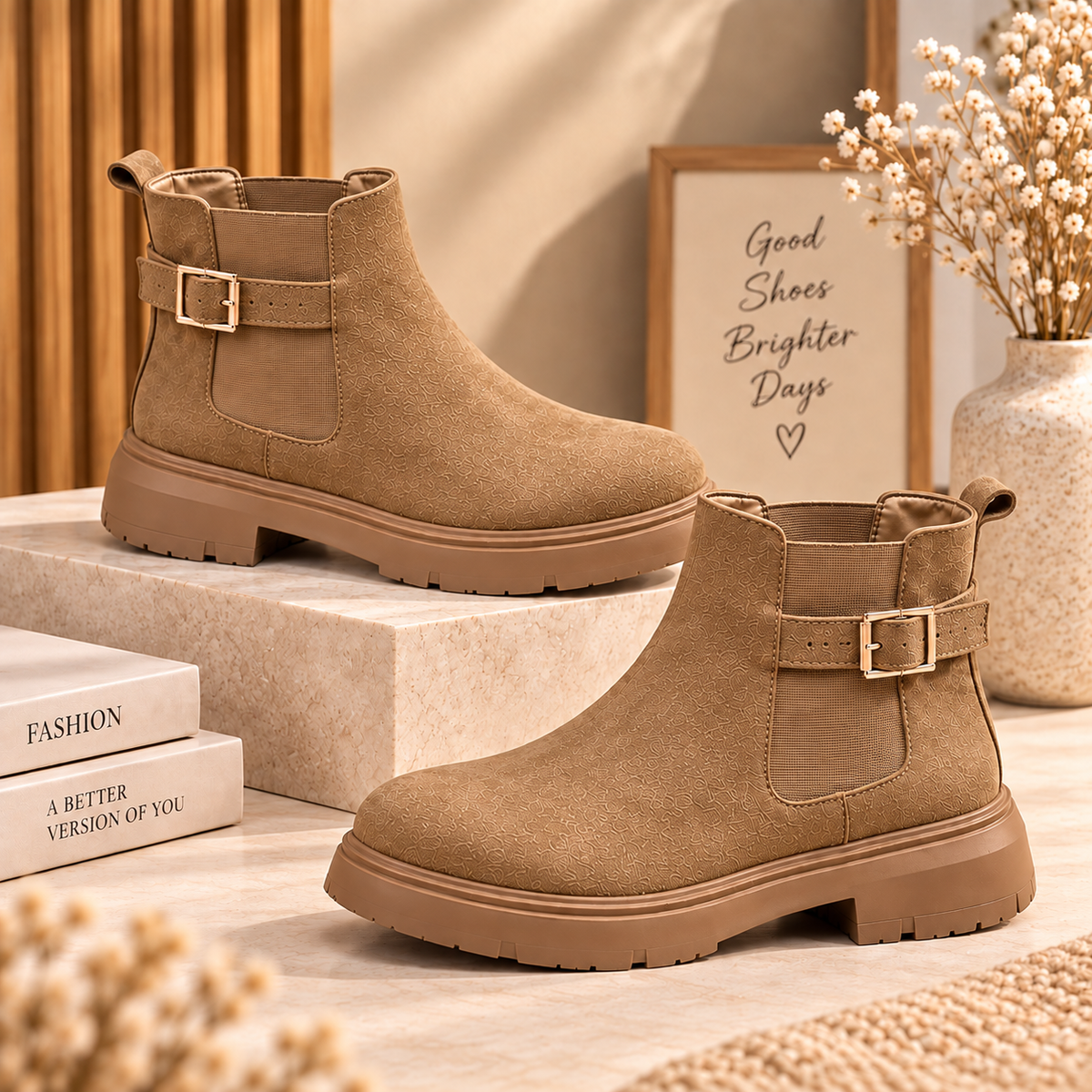 Bottines élégantes pour femme au design moderne avec boucle latérale