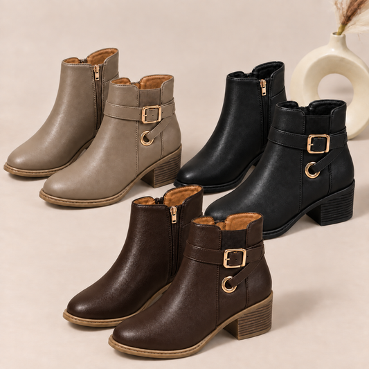 Elegant Buckle Ankle Boots for Women – Style Meets Everyday Comfort
