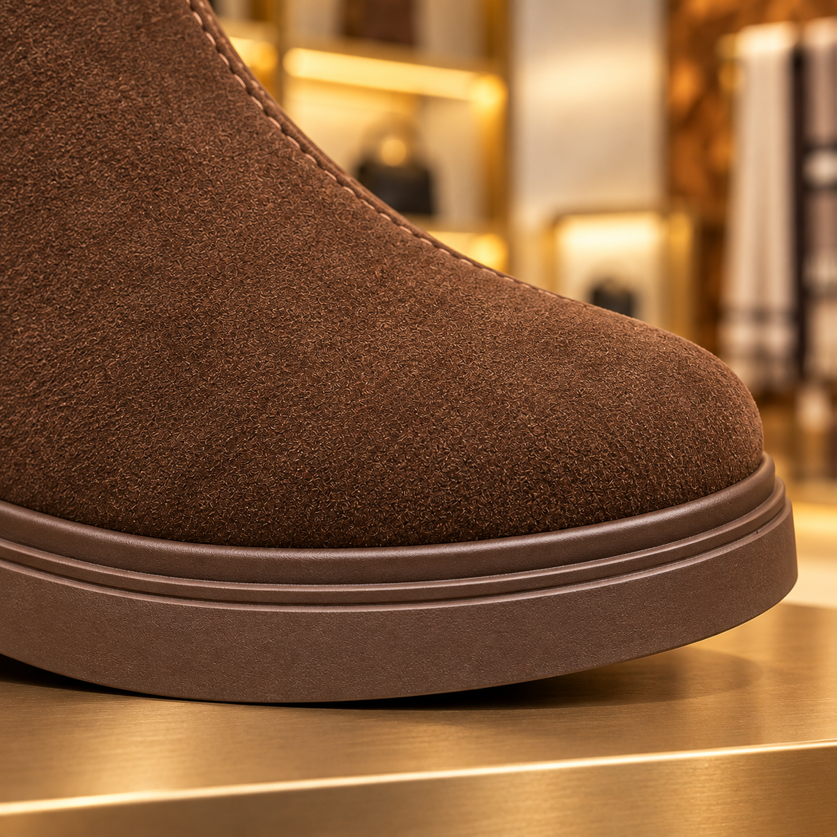 Women’s Elegant Suede-Look Ankle Boots with Decorative Buckle Strap, Zip Closure and Chunky Sole – A Timeless Style for Effortless Autumn and Winter Outfits
