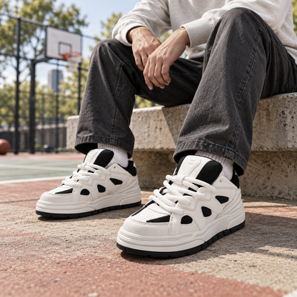 Men’s Urban Chunky Sneakers with Oversized Rope Laces, Layered Panel Details and a Bold Thick Sole for Modern Casual Style