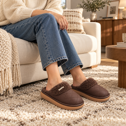 Chaussons matelassés pour femme avec bordure en peluche – Style quotidien confortable