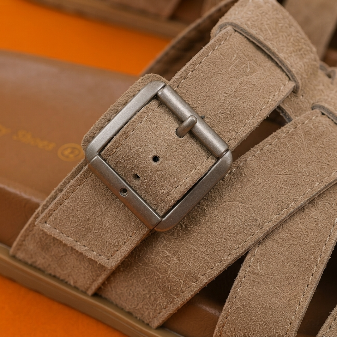 Sandales Confort à Boucle en Daim pour Femme