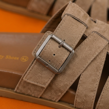 Sandales Confort à Boucle en Daim pour Femme