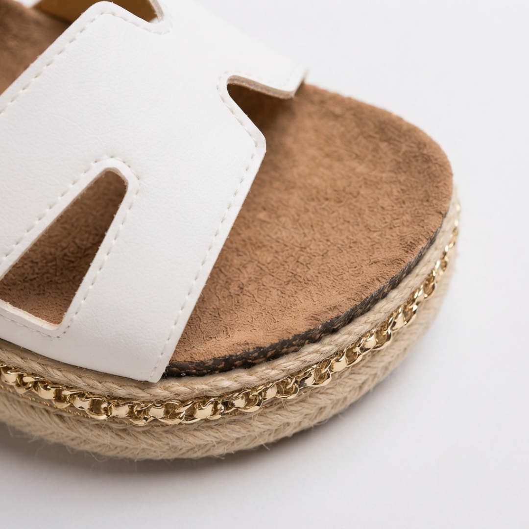 Women’s H-Strap Comfort Platform Sandals – Cushioned Footbed & Decorative Sole