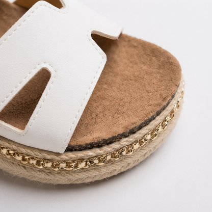 Women’s H-Strap Comfort Platform Sandals – Cushioned Footbed & Decorative Sole