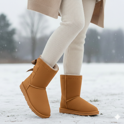 Women’s Cozy Winter Ankle Boots with Fur Lining & Bow Detail – Warm, Stylish & Comfortable