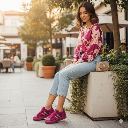 Women’s Rhinestone Platform Sneakers – Stylish Comfort Lace-Up Shoes
