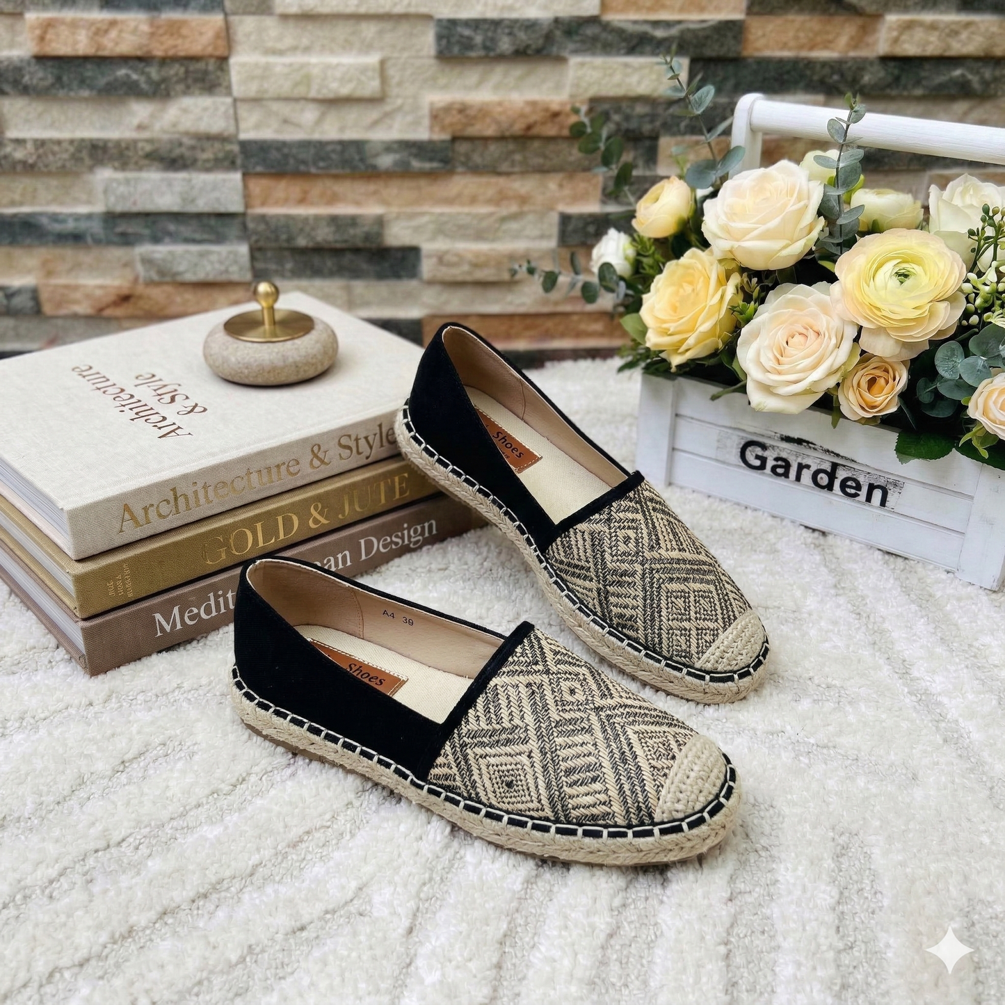 Espadrilles plates tissées pour femmes – Chaussures confortables, légères et élégantes