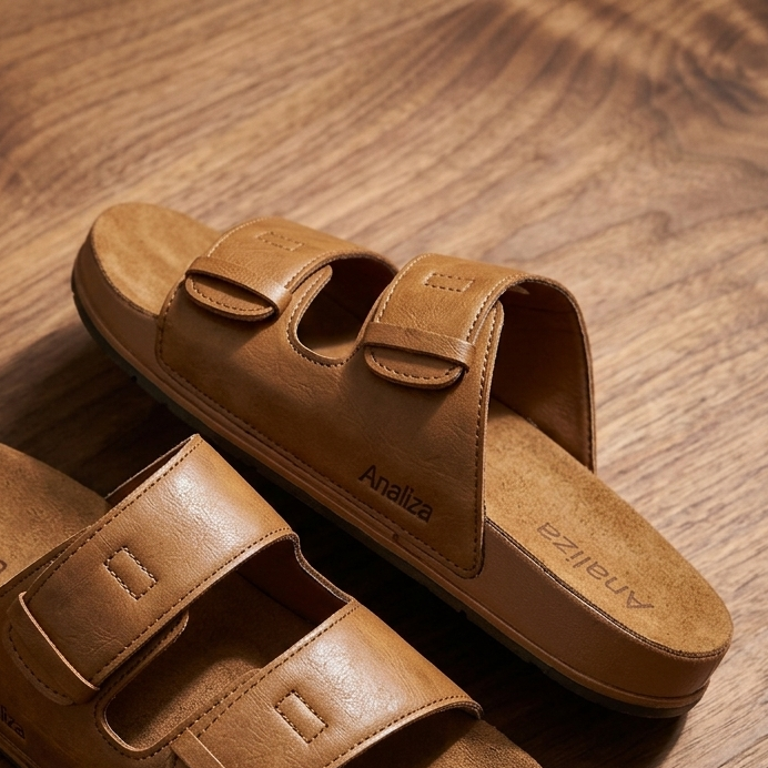Men’s Dual Strap Comfort Sandals – Adjustable Casual Slip-On