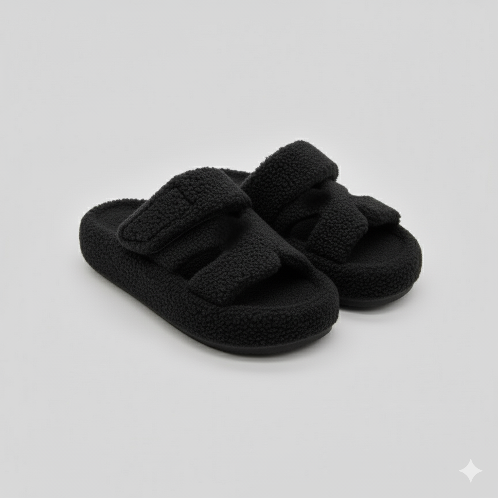 أحذية منزلية نسائية: دفء قابل للتنفس، بطانة قطنية مزدوجة الأشرطة