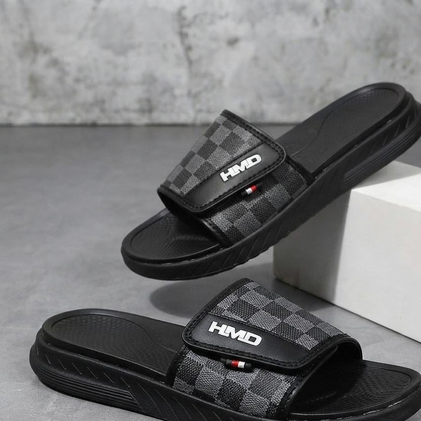 Sandales Coulissantes Confort Réglables HMD pour Hommes – Claquettes Légères et Rembourrées à Enfiler
