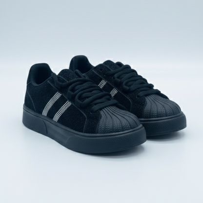 Women’s Rhinestone Platform Sneakers – Stylish Comfort Lace-Up Shoes