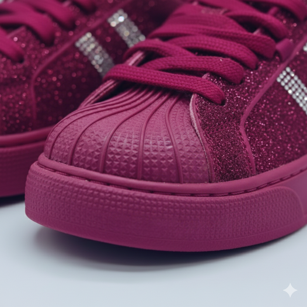Women’s Rhinestone Platform Sneakers – Stylish Comfort Lace-Up Shoes