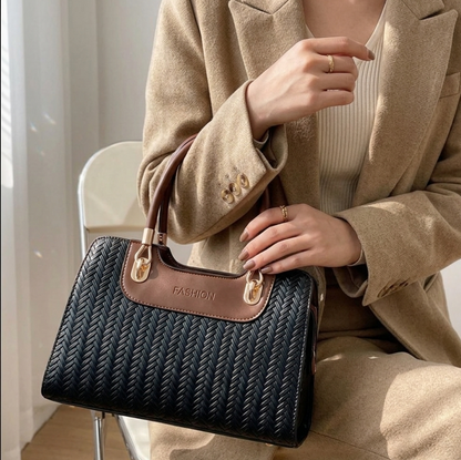 Elegant Woven Leather Handbag – Stylish Women’s Top Handle Shoulder Bag