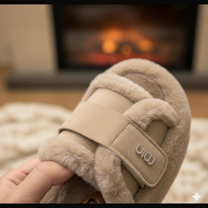 Pantoufles de luxe pour femmes en fausse fourrure, douces et chaudes, chaussures d'intérieur/extérieur, sandales d'hiver légères et rembourrées