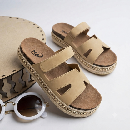 Women’s H-Strap Comfort Platform Sandals – Cushioned Footbed & Decorative Sole