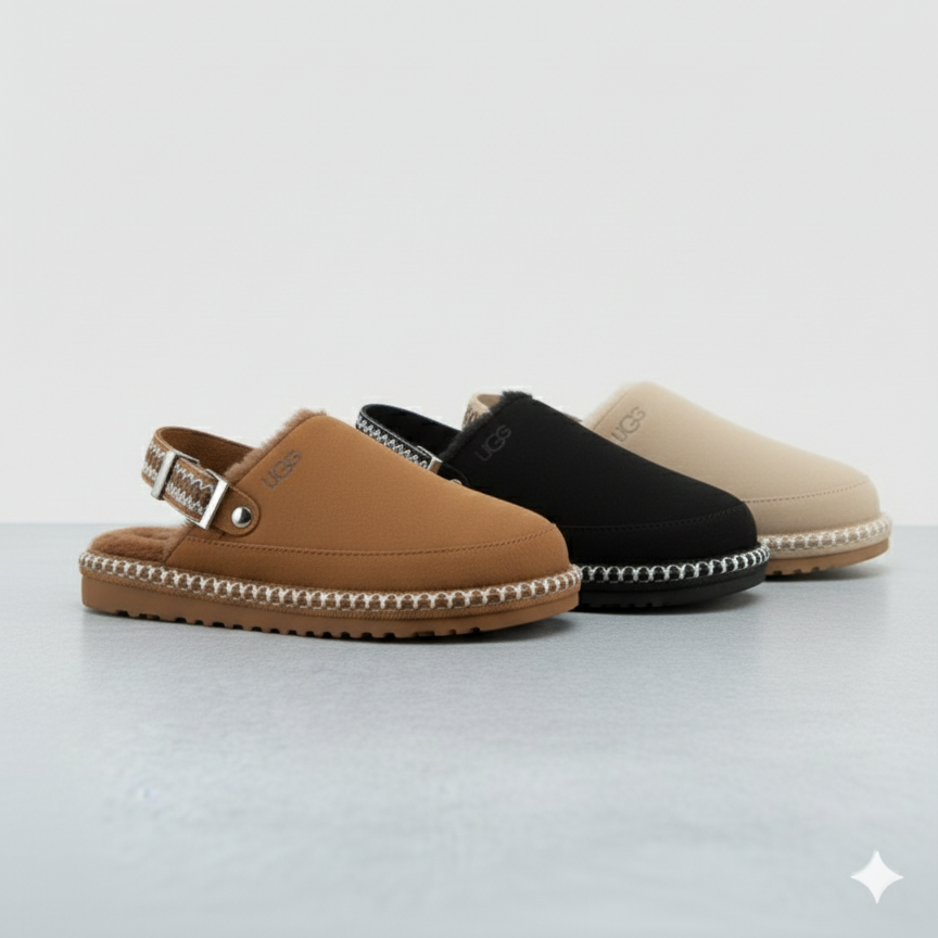 أحذية منزلية مريحة ذات ظهر مفتوح – أحذية شتوية دافئة مبطنة بالصوف