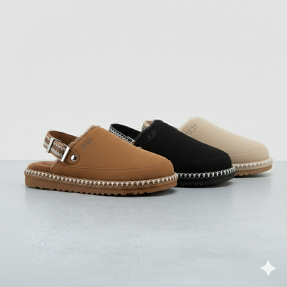 أحذية منزلية مريحة ذات ظهر مفتوح – أحذية شتوية دافئة مبطنة بالصوف