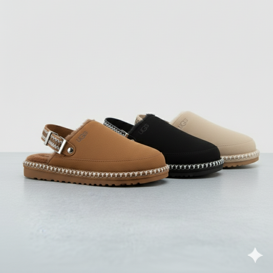 أحذية منزلية مريحة ذات ظهر مفتوح – أحذية شتوية دافئة مبطنة بالصوف