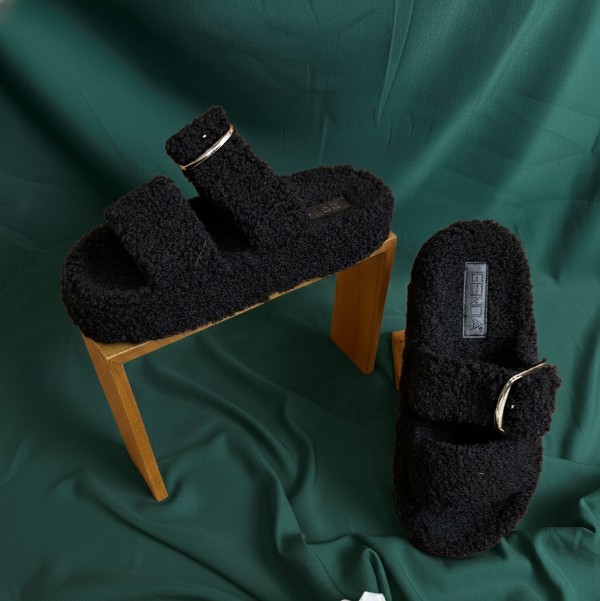 Sherpa Slide Sandals: Cushioned Steps, Adjustable Buckles