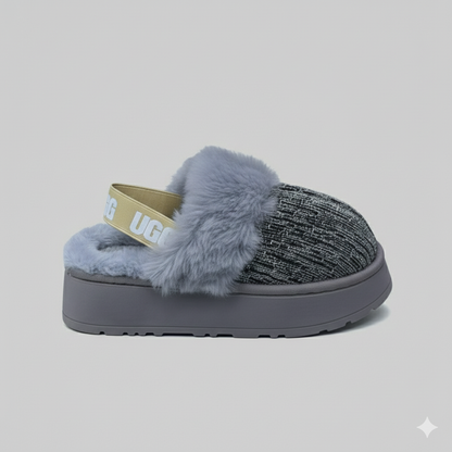 Cozy Faux Fur Slip-On Clogs – Warm Knit Lined Comfort Shoes