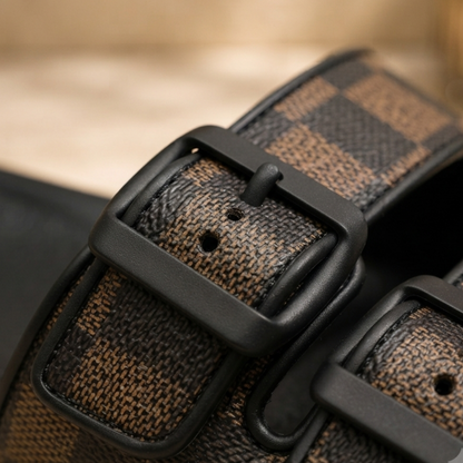 Sandales confortables pour hommes à double boucle – Claquettes décontractées d'été réglables