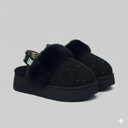 Cozy Faux Fur Slip-On Clogs – Warm Knit Lined Comfort Shoes