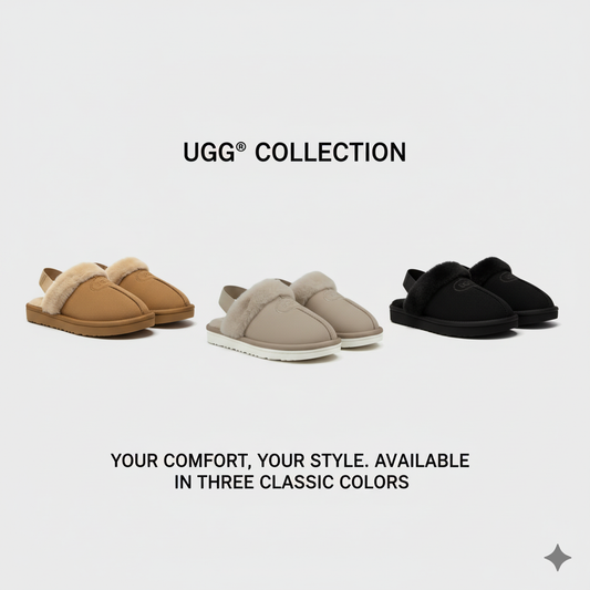 صنادل UGG النسائية ذات الكعب الخلفي – أصابع قدم دافئة، حزام مرن