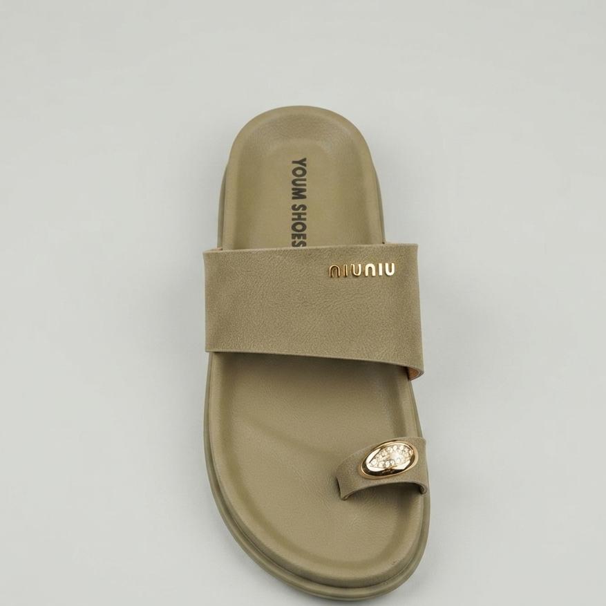 Women's Premium Toe Ring Slide Sandals | Soft Comfort Flat Slip-On Slippers