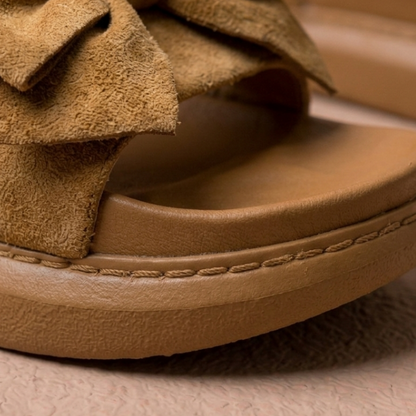 Sandales à plateforme surdimensionnées à nœud pour femmes – Claquettes confortables et à la mode