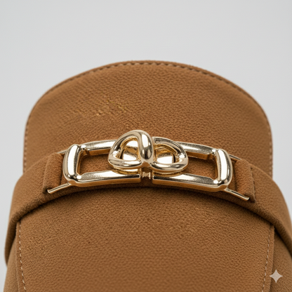 Women’s Elegant Slip-On Mules with Gold Accent – Everyday Comfort Flats