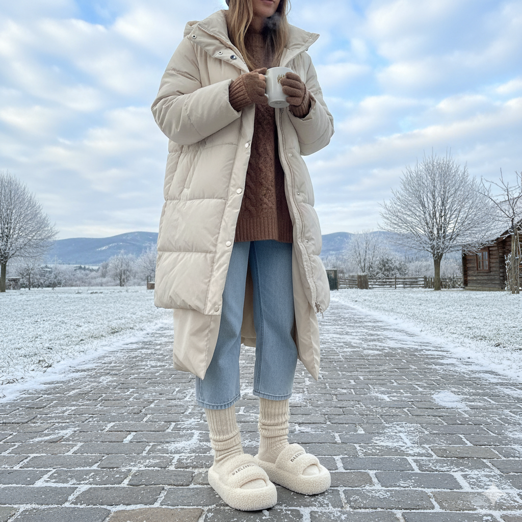 Teddy Fleece Slide Slippers: Warm Steps, Padded Footbed