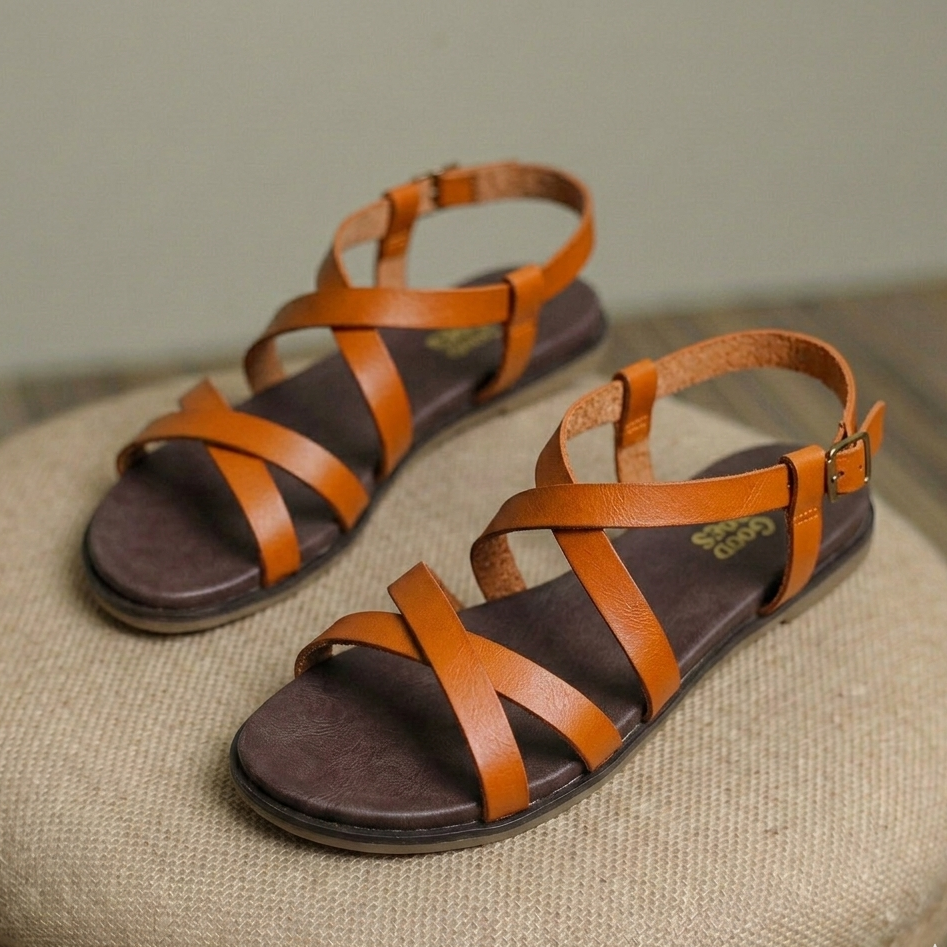 Classic Multi-Strap Flat Sandals for Women – Casual Buckle Ankle Summer Wear