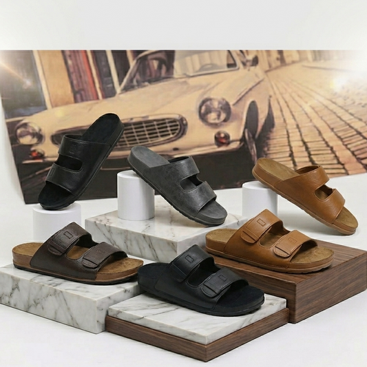 Sandales confort homme à double bride – Décontractées et ajustables à enfiler