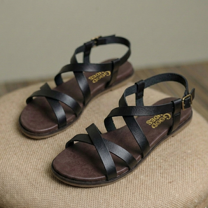 Classic Multi-Strap Flat Sandals for Women – Casual Buckle Ankle Summer Wear