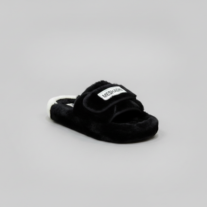 أحذية منزلية نسائية ناعمة مع أشرطة - دافئة، ومريحة مع أشرطة عريضة