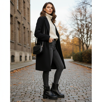 Women’s Winter Ankle Boots, Chunky Block Heel Faux Leather Booties with Side Zipper, Lug Sole Casual Shoes