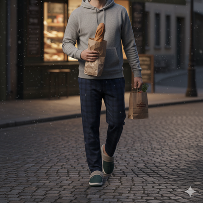 Pantoufles pour hommes doublées en polaire — protègent du froid des sols, semelle épaisse 