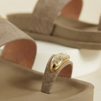 Women's Premium Toe Ring Slide Sandals | Soft Comfort Flat Slip-On Slippers