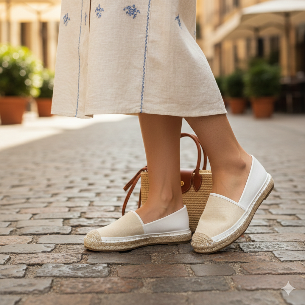 Women’s Classic Espadrille Slip-On Flats – Casual Comfort Shoes