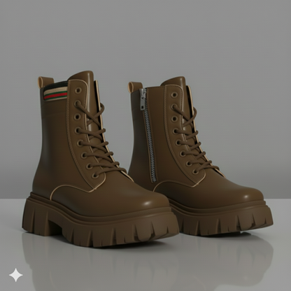 Women’s Chunky Lace-Up Ankle Boots with Lug Sole – Walk Your Color Collection