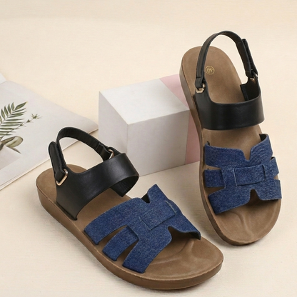 Denim Bow Comfort Slingback Sandals for Women