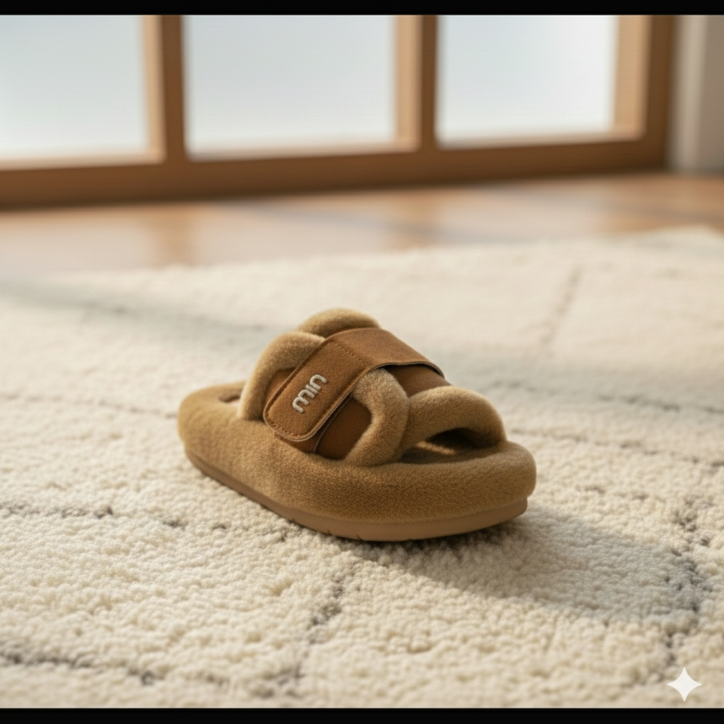 Pantoufles de luxe pour femmes en fausse fourrure, douces et chaudes, chaussures d'intérieur/extérieur, sandales d'hiver légères et rembourrées