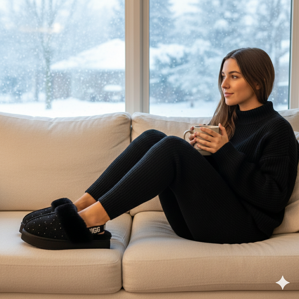 Cozy Faux Fur Slip-On Clogs – Warm Knit Lined Comfort Shoes