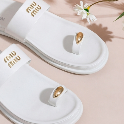Sandales Confortables Plates à Anneau d'Orteil Premium Femme | Chaussons Légers Décontractés