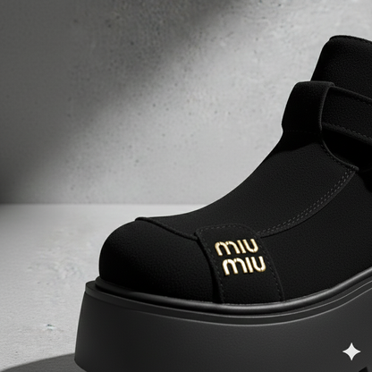 Chaussures élégantes et décontractées en daim pour femmes, à semelle compensée et bride à boucle.